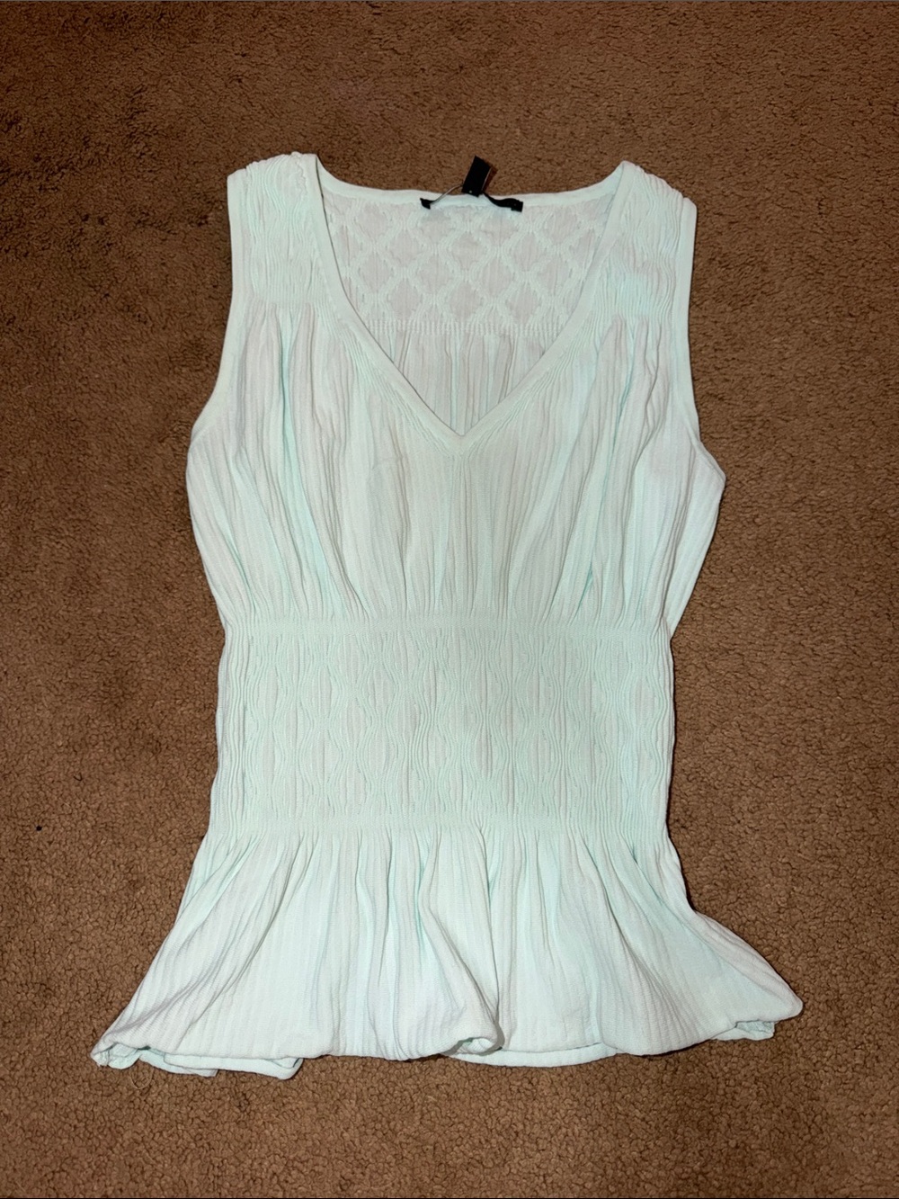 White House Black Market Mint Sleeveless V-Neck Peplum Top